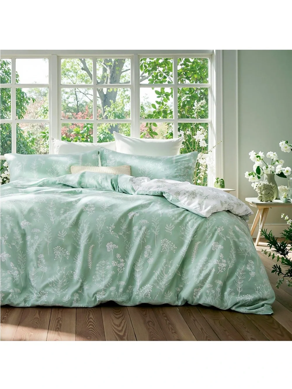NEW Bedsure Reversible Floral Duvet Cover Set with Zipper Closure, 3 Pieces KING